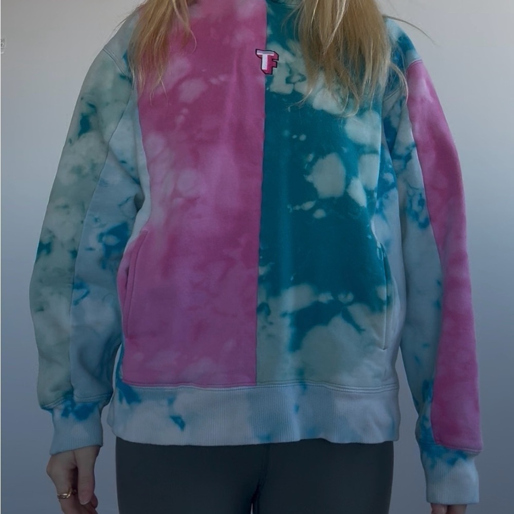 Teddy Fresh Tie-Dye Pink and Blue Sweatshirt